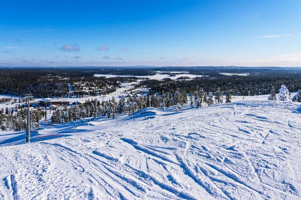 Τοπίο Χιόνι Χειμώνα Στο Ruka Φινλανδία — Φωτογραφία Αρχείου