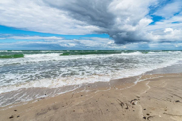 Olas Dunas Nubes Costa Del Mar Báltico Península Fischland Darss —  Fotos de Stock