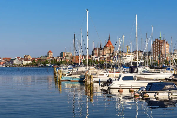 Vista Sobre Río Warnow Ciudad Hanseática Rostock — Foto de Stock