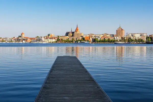 Vista Sobre Río Warnow Ciudad Hanseática Rostock — Foto de Stock