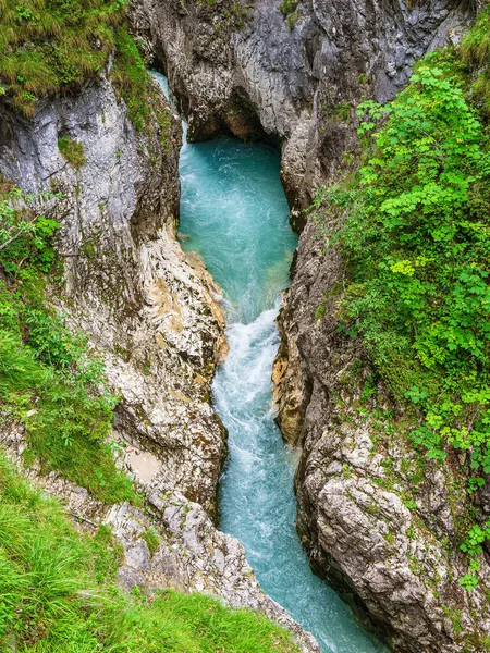 stock image View into the Leutaschklamm gorge near Mittenwald, Germany.