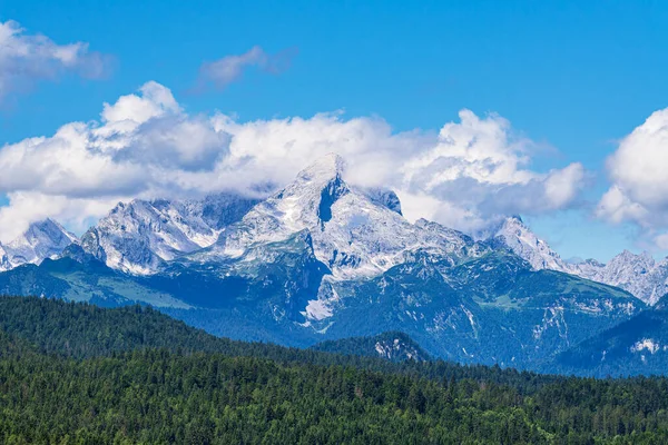 Zicht Het Zugspitze Massief Weg Van Mittenwald Naar Kruen Duitsland — Stockfoto