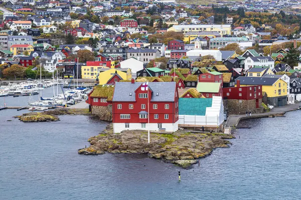 Faroe Adaları 'ndaki Torshavn şehrinin manzarası.