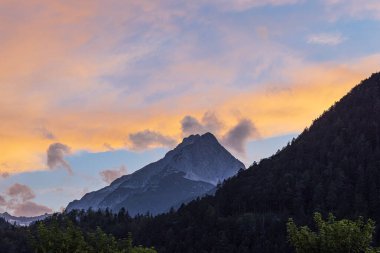 View of the Wetterstein Mountains near Mittenwald, Germany. clipart