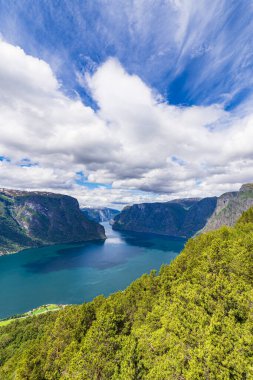 View from Stegastein over the Aurlandsfjord in Norway. clipart