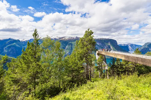 Norveç 'teki Aurlandsfjord' daki Stegastein izleme platformunun görüntüsü.