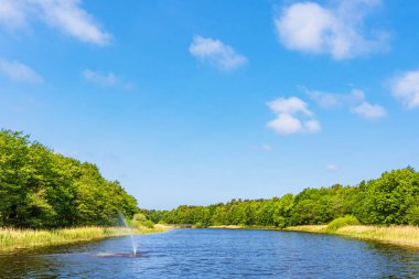 Prerow 'daki Prerowstrom körfezi Fischland-Darss yarımadasında, Almanya.
