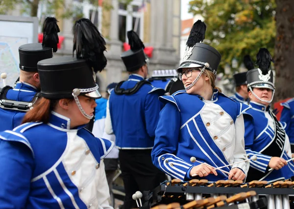 Bruges Bélgica Octubre 2019 Actuación Banda Música Marchando Dink Las —  Fotos de Stock