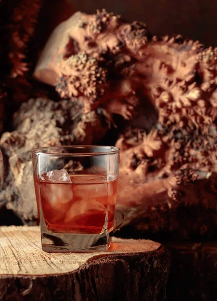 Whiskey Ice Old Dried Stump Copy Space — Stock Photo, Image
