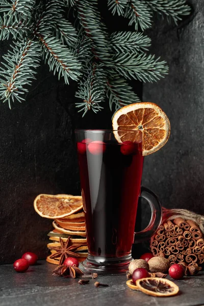 Hot Christmas Drink Spices Dried Citrus Cranberries — Stock Photo, Image