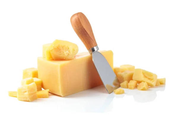 在白色背景上分离的Parmesan奶酪 — 图库照片