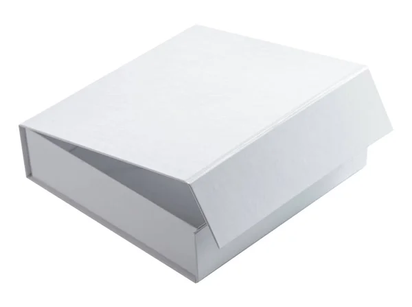 Grey Open Gift Box Isolated White Background — Stock Photo, Image