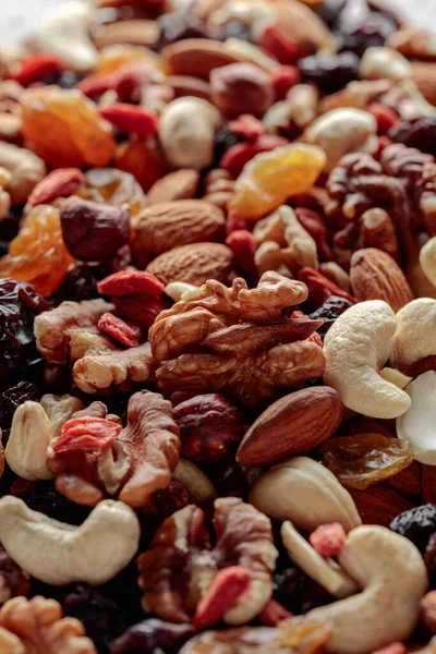 Dried Fruits Nuts Mix Nuts Berries Selectove Focus — Stock Photo, Image