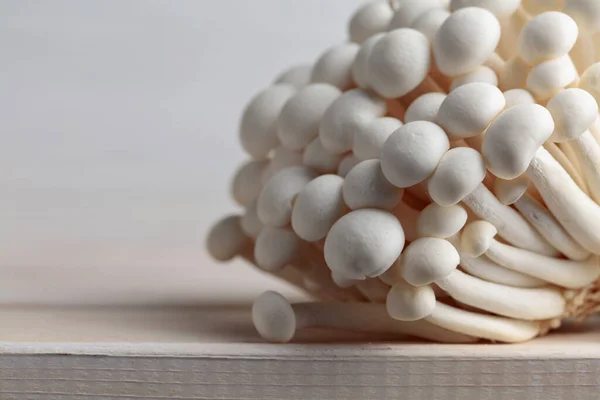 Bunch Shimeji Mushrooms White Wooden Table Japanese Cuisine — Stock Photo, Image