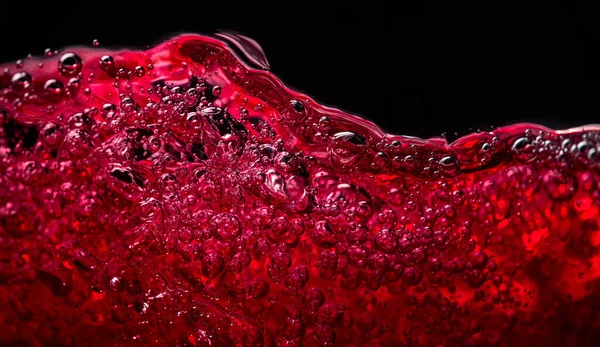 Red Wine Black Background Abstract Splashing Macro Shot — Stock Photo, Image