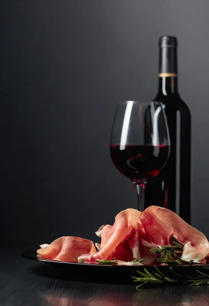 Italian Prosciutto Spanish Jamon Rosemary Red Wine — Stok fotoğraf