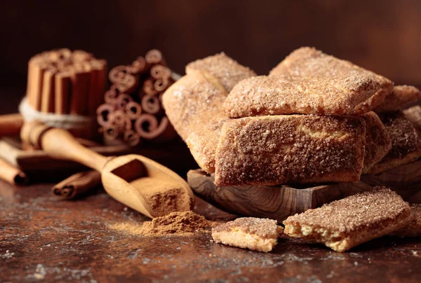 Sweet Cinnamon Cookies Brown Vintage Background — Stock Photo, Image