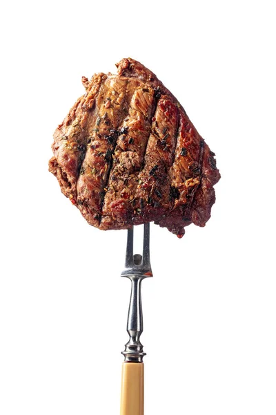 Grilled Ribeye Rundvlees Biefstuk Geïsoleerd Een Witte Achtergrond — Stockfoto