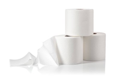 Rolls of paper towels are isolated on a white background.
