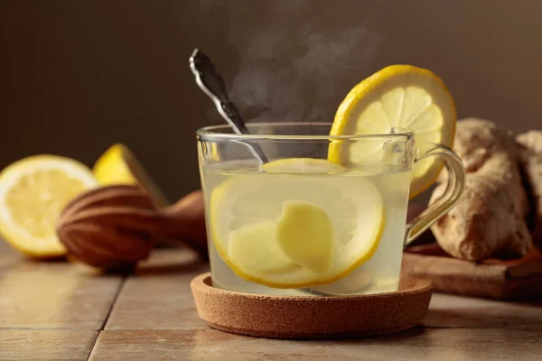 Ginger Tea Lemon Kitchen Table — Stock Photo, Image