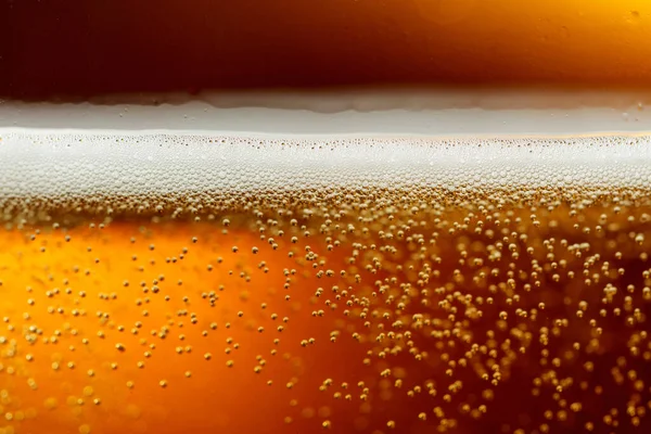 Bicchiere Birra Saporita Con Schiuma Primo Piano Macro Sparato — Foto Stock