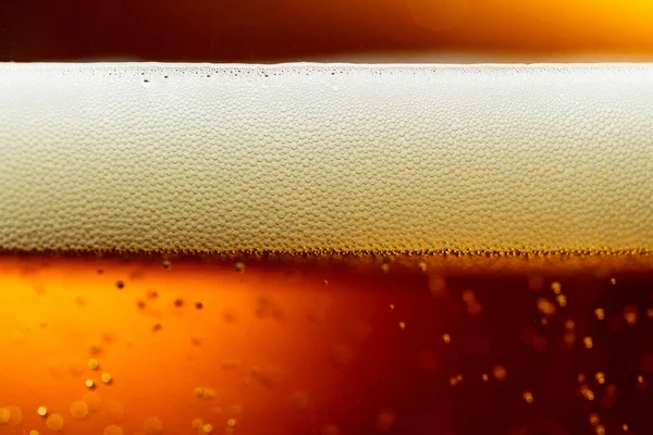 Sklenice Chutného Piva Pěnou Detailní Záběr Makro Snímek — Stock fotografie
