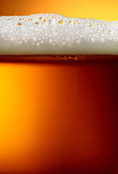 Copo Cerveja Saborosa Com Espuma Closeup Macro Shot — Fotografia de Stock