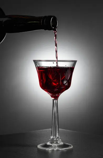 Dessert Wine Liqueur Poured Glass Ancient Bottle Copy Space — Stock Photo, Image