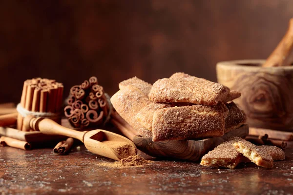 Sweet Cinnamon Cookies Brown Vintage Background — Stock Photo, Image