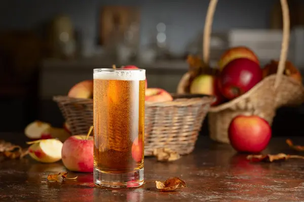 Apple Cider Apples Old Kitchen Table — Stock Photo, Image