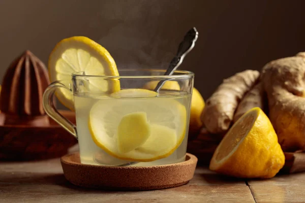 Ginger Tea Lemon Kitchen Table — Stock Photo, Image