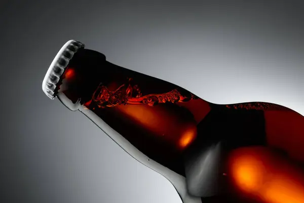 Close Unopened Beer Bottle Backlight — Stock Photo, Image