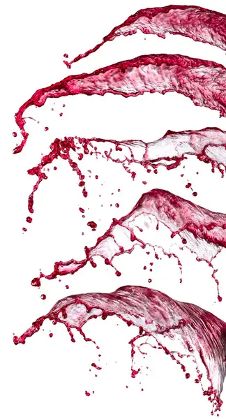 Red Wine Splashes Set Isolated White Background — Stock Photo, Image