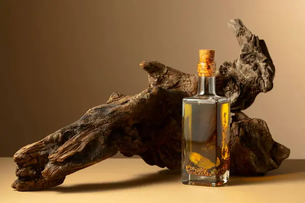 Olivolja Med Peppar Lagerblad Koriander Och Timjan Flaska Med Kryddig — Stockfoto