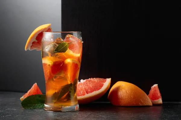 Iced Tea Summer Refreshing Drink Ice Mint Grapefruit Copy Space Royalty Free Stock Photos