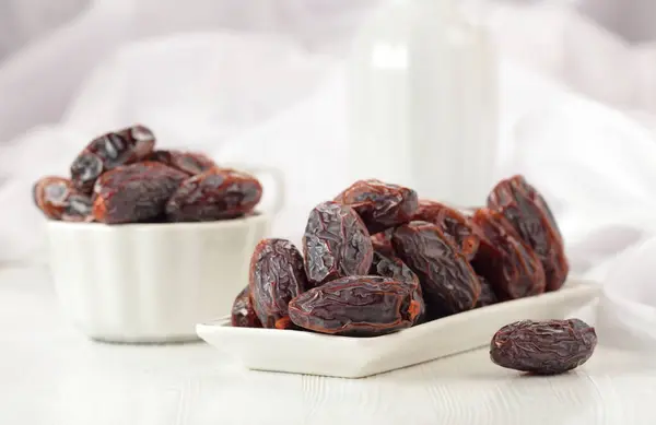 Dried Medjool Dates White Kitchen Table Royalty Free Stock Images