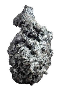 Erimiş gri taş beyaz arkaplanda izole edildi.