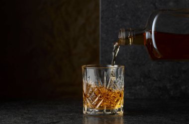 Şişeden bardağa viski dökmek. Boşluğu kopyala.