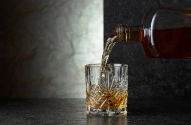 Şişeden bardağa viski dökmek. Boşluğu kopyala.