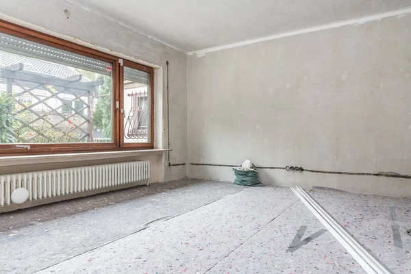 Renovierung Des Alten Hauses Zimmer Bau Mit Unbemalten Wänden Altes — Stockfoto