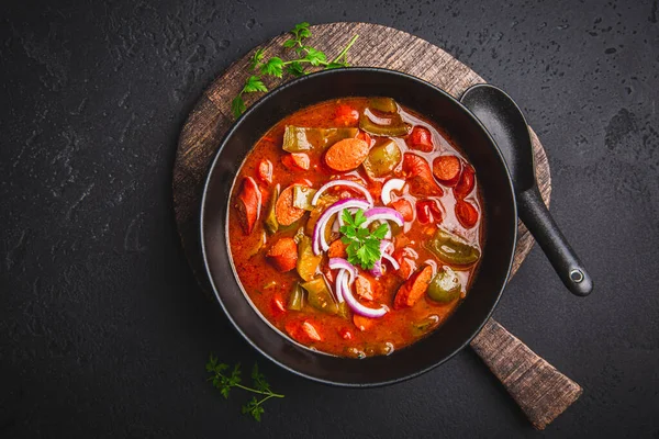 Traditional Solyanka Soup Thick Sour Soup Russian Origin — Stock Photo, Image