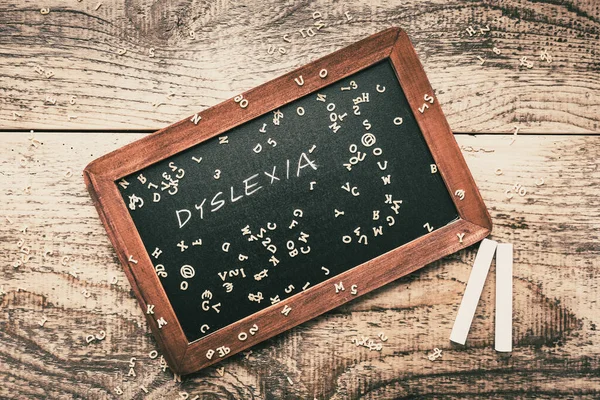 Dyslexia Concept Help Children Reading Old School Blackboard Chalk Vintage — Stock Photo, Image