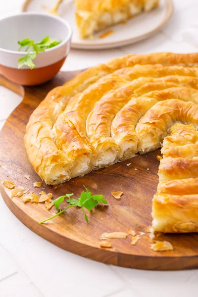Традиционный Пирог Сыром Фета Филло Борек Бурек — стоковое фото