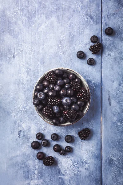 Organic Blueberry Blackberry Berries Freshly Picked Garden — Stock Photo, Image