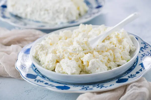 Raw Curd Cheese Grainy Cottage Cheese Ricotta Farmers Cheese Tworog — Stock Photo, Image