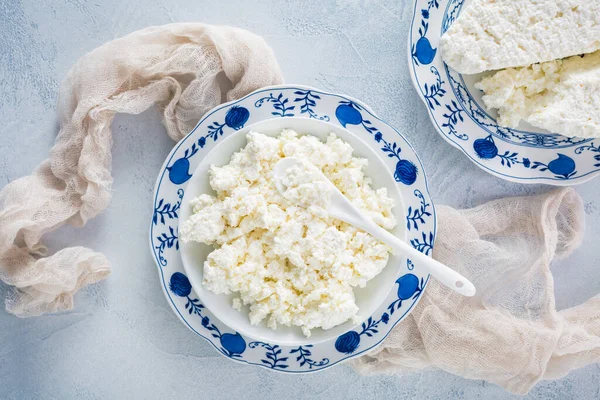 Raw Curd Cheese Grainy Cottage Cheese Ricotta Farmers Cheese Tworog — Stock Photo, Image