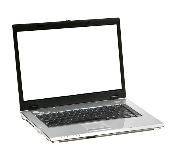 Laptop Computer Weißer Bildschirm Auf Isoliertem Weiß — Stockfoto