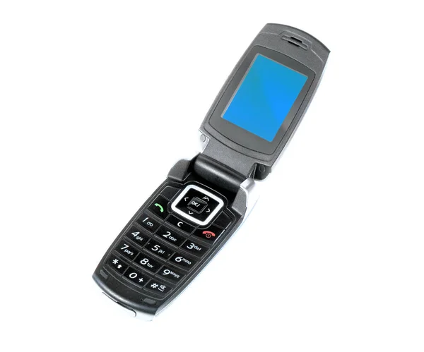 Téléphone Portable Droit Isolé Sur Fond Blanc — Photo
