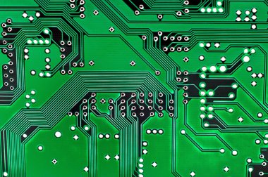 Makro yeşil circuitboard yüksek teknoloji arka planı için