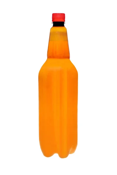 Koolzuurhoudende Drank Een Plastic Fles Geïsoleerd Witte Achtergrond — Stockfoto